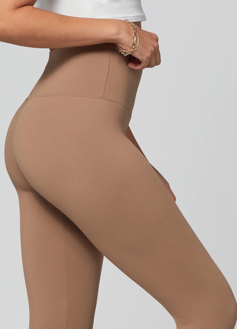 Conceited Capri Leggings for Women - Soft - High Waist Tummy Control - Essential - Regular and Plus Size - Mocha - Small - Medium - Image 4